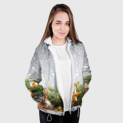 Куртка с капюшоном женская Новогодняя ель, цвет: 3D-белый — фото 2