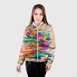 Куртка с капюшоном женская Разноцветный глитч, цвет: 3D-белый — фото 2