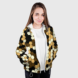 Куртка с капюшоном женская Камуфляж гексагон коричневый, цвет: 3D-белый — фото 2