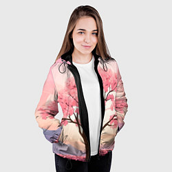Куртка с капюшоном женская Вишневое дерево в полном цвету, цвет: 3D-черный — фото 2
