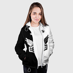 Куртка с капюшоном женская Волки и молот Тора, цвет: 3D-белый — фото 2