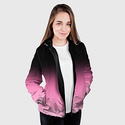 Куртка с капюшоном женская Черно-розовый градиент, цвет: 3D-черный — фото 2