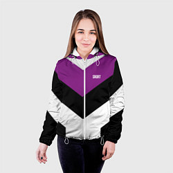 Куртка с капюшоном женская Ретро спортивный костюм с полосами, цвет: 3D-белый — фото 2