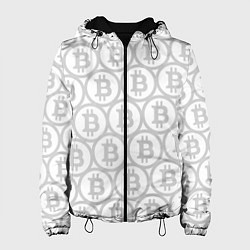 Женская куртка Биткоин патерн на белом фоне