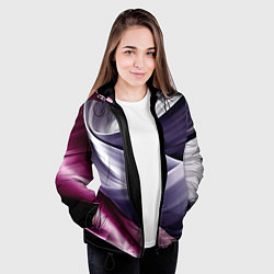 Куртка с капюшоном женская Абстрактные волнистые полосы, цвет: 3D-черный — фото 2