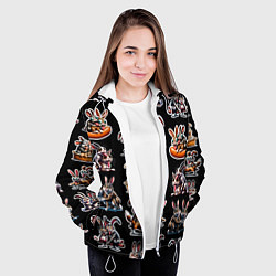 Куртка с капюшоном женская Кролики - Камасутра позы, цвет: 3D-белый — фото 2