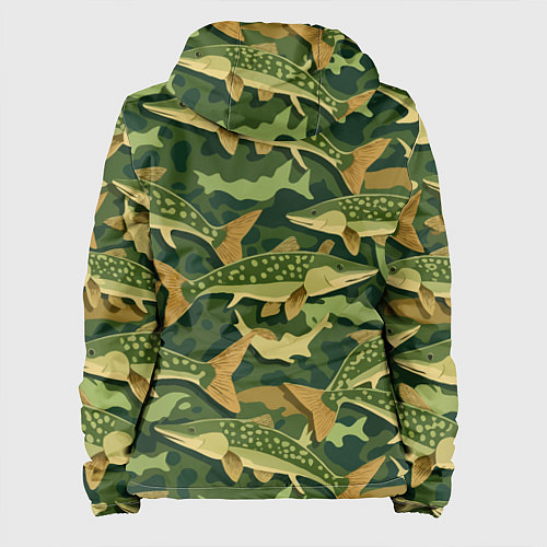 Женская куртка Камуфляж рыболова - рыба щука / 3D-Белый – фото 2