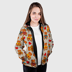 Куртка с капюшоном женская Мишки в свитерах и сердечки, цвет: 3D-черный — фото 2