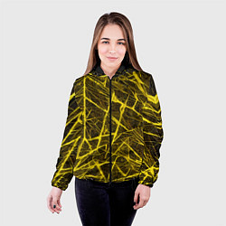 Куртка с капюшоном женская Жёлтая паутина на чёрном фоне, цвет: 3D-черный — фото 2