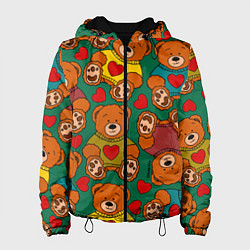 Женская куртка Игрушки мишки в цветных свитерах и сердца