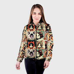 Куртка с капюшоном женская Кот Алёнка - поп арт, цвет: 3D-черный — фото 2