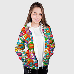 Куртка с капюшоном женская Bang Boom Ouch pop art pattern, цвет: 3D-белый — фото 2