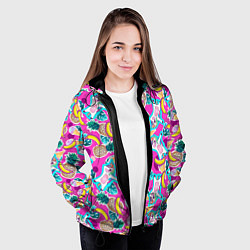 Куртка с капюшоном женская Летний танец единорога, цвет: 3D-черный — фото 2