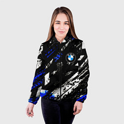 Куртка с капюшоном женская BMW stripes color auto sport, цвет: 3D-черный — фото 2