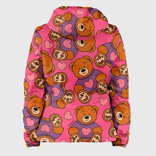 Женская куртка Мишки игрушки в розовых свитерах и сердечки / 3D-Черный – фото 2
