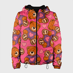 Женская куртка Мишки игрушки в розовых свитерах и сердечки