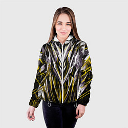 Куртка с капюшоном женская Острый металл жёлтый, цвет: 3D-белый — фото 2