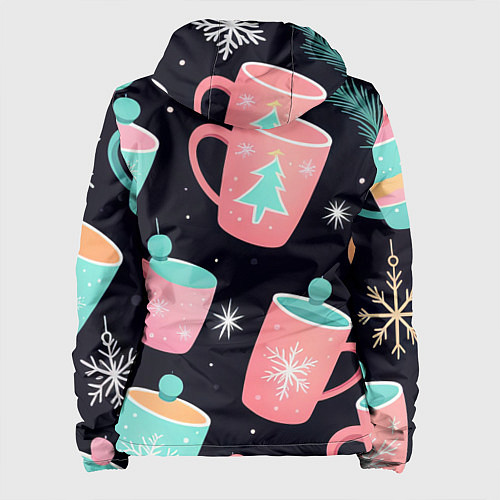 Женская куртка Паттерн новогодние кружки - нейросеть / 3D-Черный – фото 2