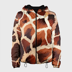 Куртка с капюшоном женская Пятнистый мех жирафа, цвет: 3D-черный
