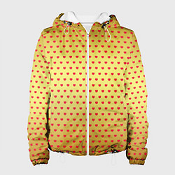 Женская куртка Красные сердечки на золотом фоне