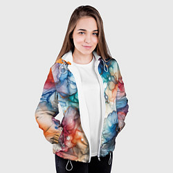 Куртка с капюшоном женская Нарисованная спиртовыми чернилами иллюстрация, цвет: 3D-белый — фото 2