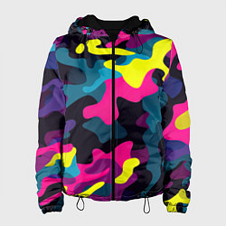 Женская куртка Кислотная яркая абстракция в камуфляжном стиле