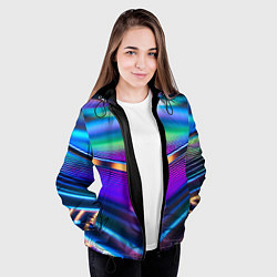 Куртка с капюшоном женская Неоновые линии платформы, цвет: 3D-черный — фото 2
