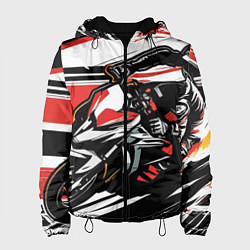 Куртка с капюшоном женская Мото-кросс, цвет: 3D-черный