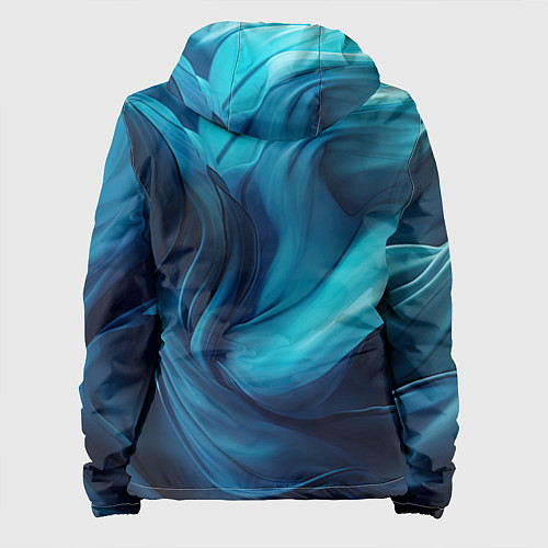 Женская куртка Синяя абстракция в виде волн / 3D-Белый – фото 2