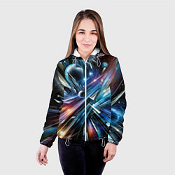 Куртка с капюшоном женская Космос - футуризм, цвет: 3D-белый — фото 2