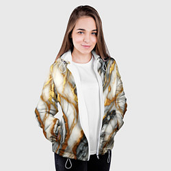Куртка с капюшоном женская Мрамор - текстура, цвет: 3D-белый — фото 2