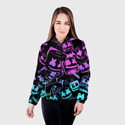 Куртка с капюшоном женская Marshmello neon pattern, цвет: 3D-черный — фото 2