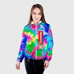 Куртка с капюшоном женская Color abstraction - summer, цвет: 3D-белый — фото 2