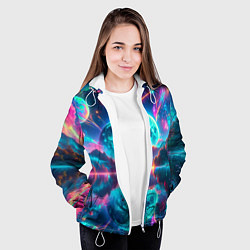 Куртка с капюшоном женская Неоновая луна, цвет: 3D-белый — фото 2