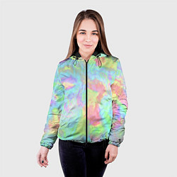 Куртка с капюшоном женская Абстракция смесь красок, цвет: 3D-черный — фото 2