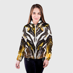 Куртка с капюшоном женская Неоновая кибер броня жёлтая, цвет: 3D-белый — фото 2