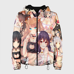 Куртка с капюшоном женская Аниме тяночки, цвет: 3D-черный