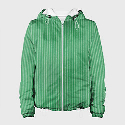 Куртка с капюшоном женская Нефритовый зелёный в полоску, цвет: 3D-белый