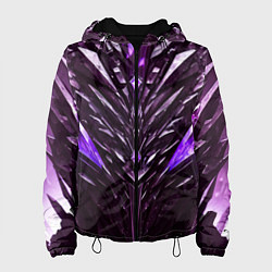 Куртка с капюшоном женская Фиолетовые кристаллы и камень, цвет: 3D-черный