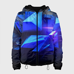 Куртка с капюшоном женская Black blue background abstract, цвет: 3D-черный