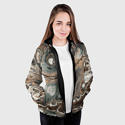 Куртка с капюшоном женская Абстрактный разноцветный узор, цвет: 3D-черный — фото 2