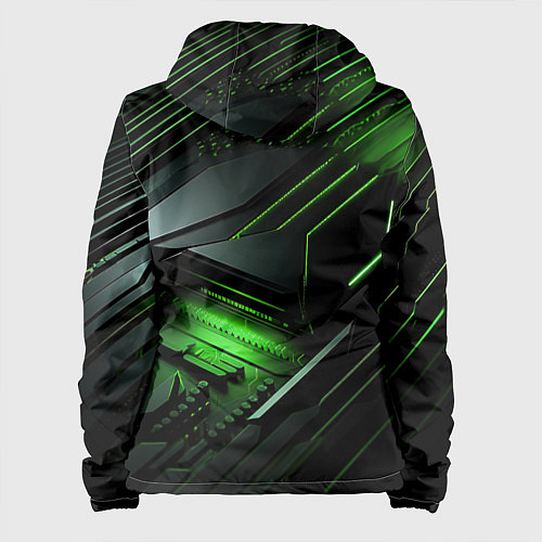 Женская куртка Металл и зеленый яркий неоновый свет / 3D-Белый – фото 2