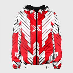 Куртка с капюшоном женская Красно-белая броня, цвет: 3D-черный
