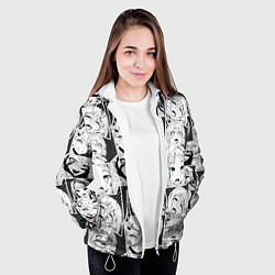Куртка с капюшоном женская Ahegao узор, цвет: 3D-белый — фото 2
