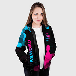 Куртка с капюшоном женская Palworld - neon gradient вертикально, цвет: 3D-черный — фото 2