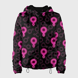Куртка с капюшоном женская Женский знак венеры, цвет: 3D-черный