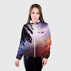 Куртка с капюшоном женская Масс эффект вторжение, цвет: 3D-белый — фото 2