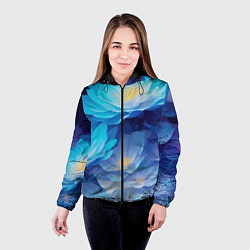 Куртка с капюшоном женская Волшебные цветы блестящие, цвет: 3D-черный — фото 2