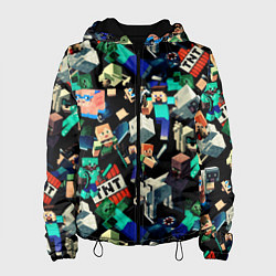 Куртка с капюшоном женская Майнкрафт персонажи, цвет: 3D-черный