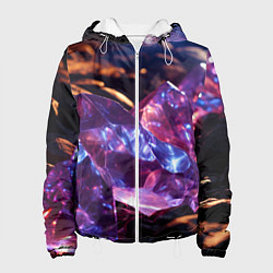 Куртка с капюшоном женская Фиолетовые комические камни, цвет: 3D-белый